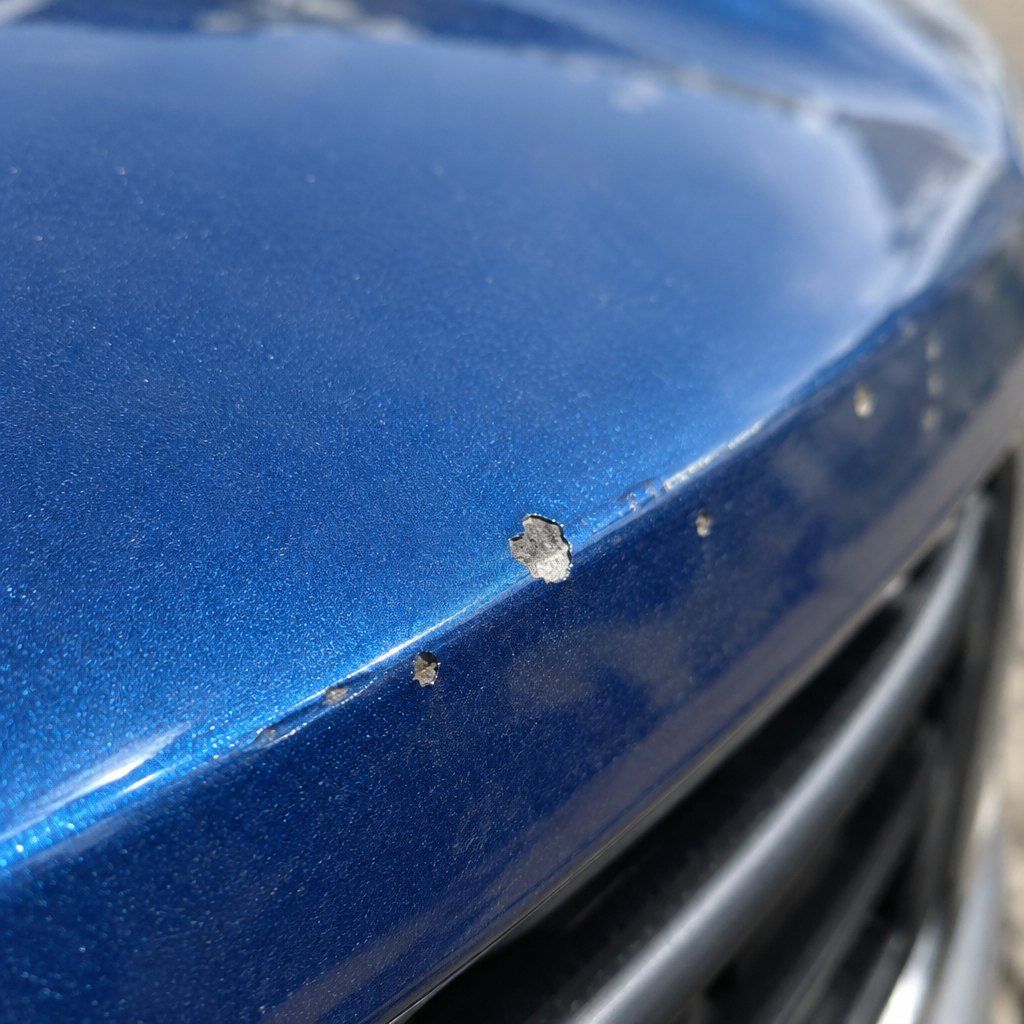 Illustration: stone chips on a blue bonnet